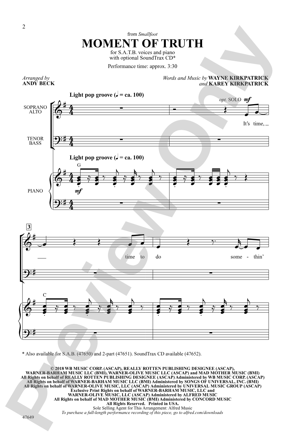 Moment of Truth: SATB Choral Octavo