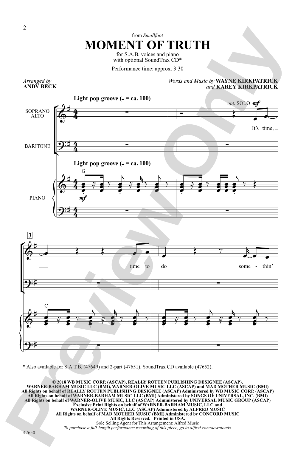 Moment of Truth: SAB Choral Octavo