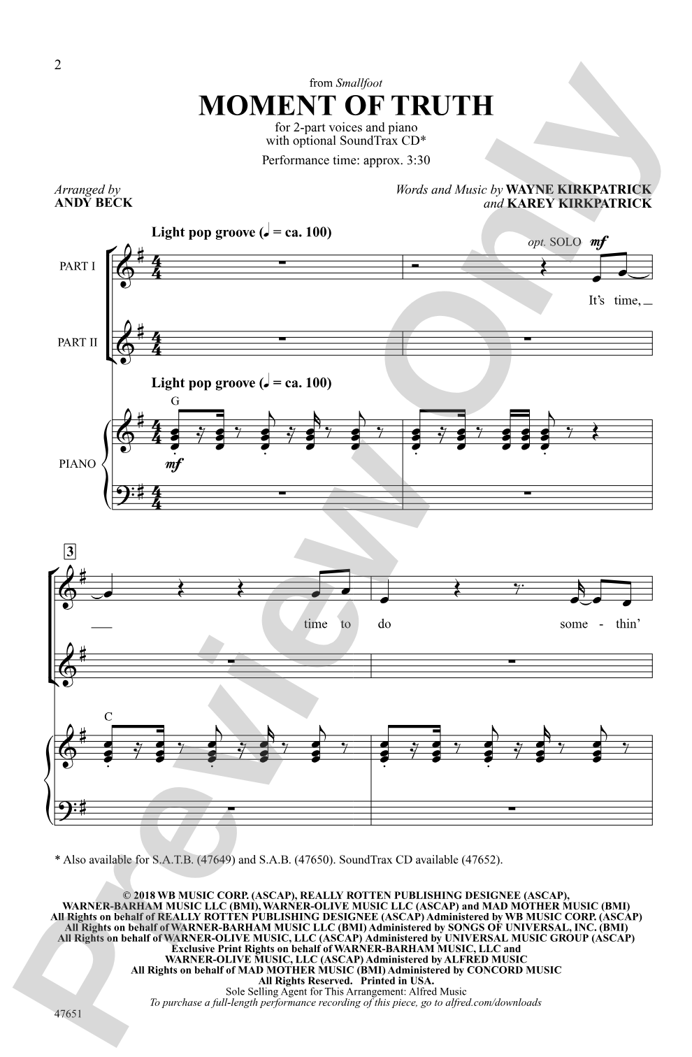 Moment of Truth: 2-Part Choral Octavo