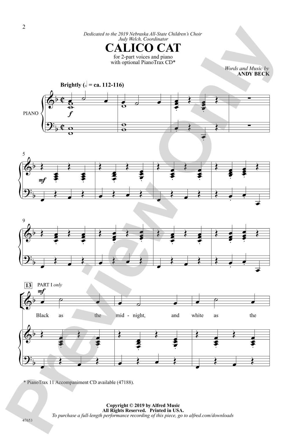 Calico Cat: 2-Part Choral Octavo