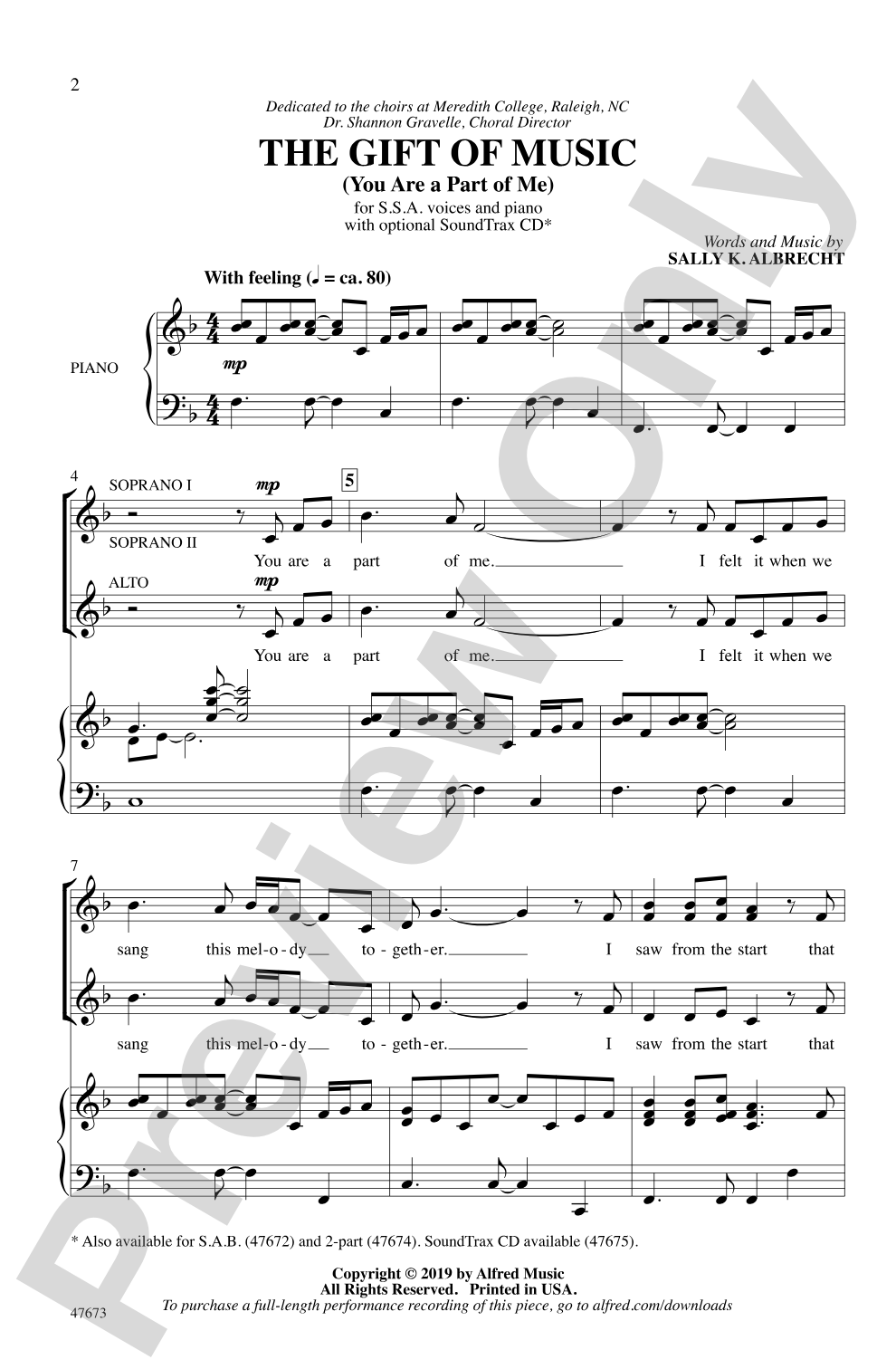 The Gift of Music: SSA Choral Octavo