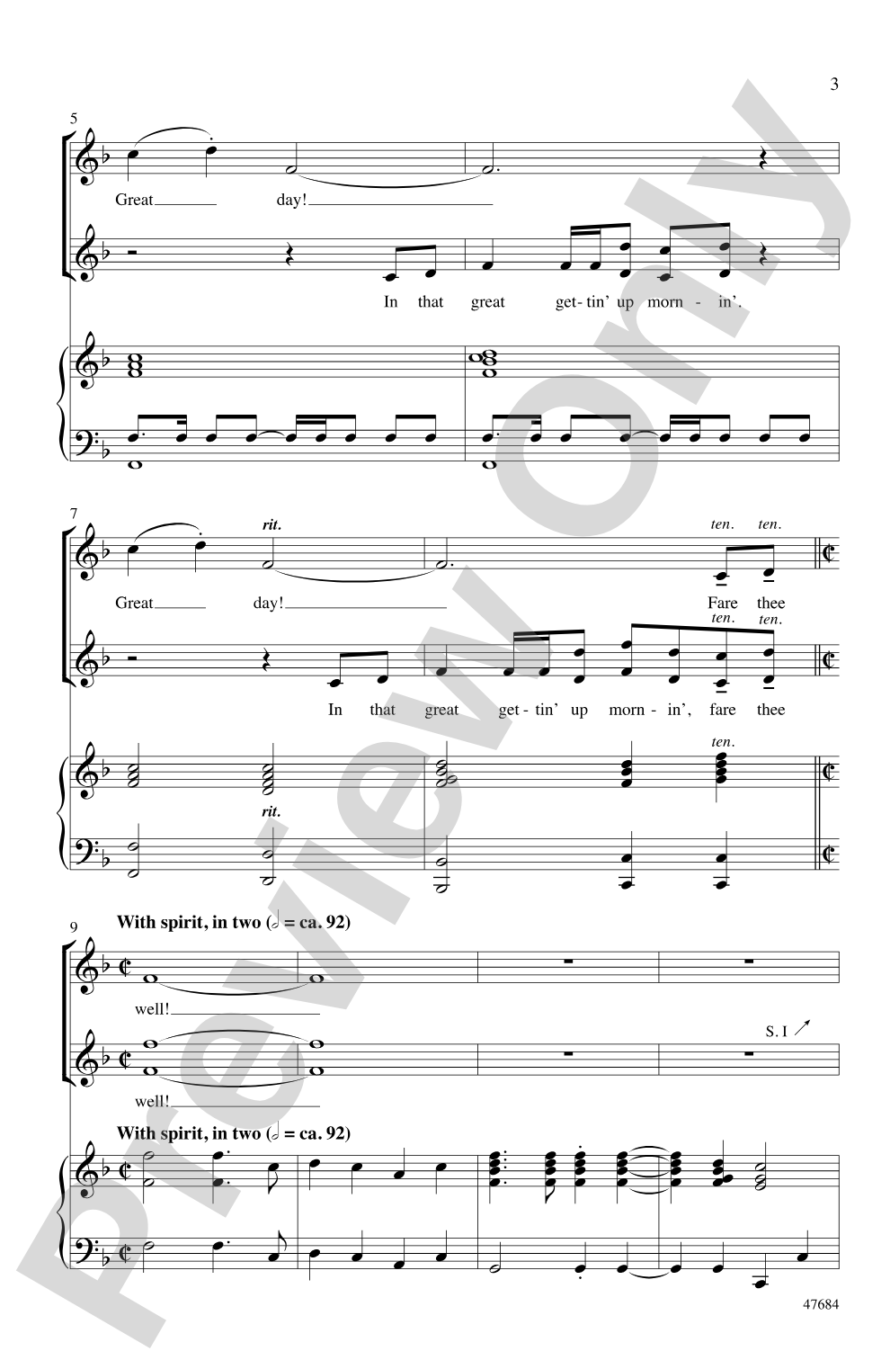 Great, Gettin' Up Day!: SSA Choral Octavo