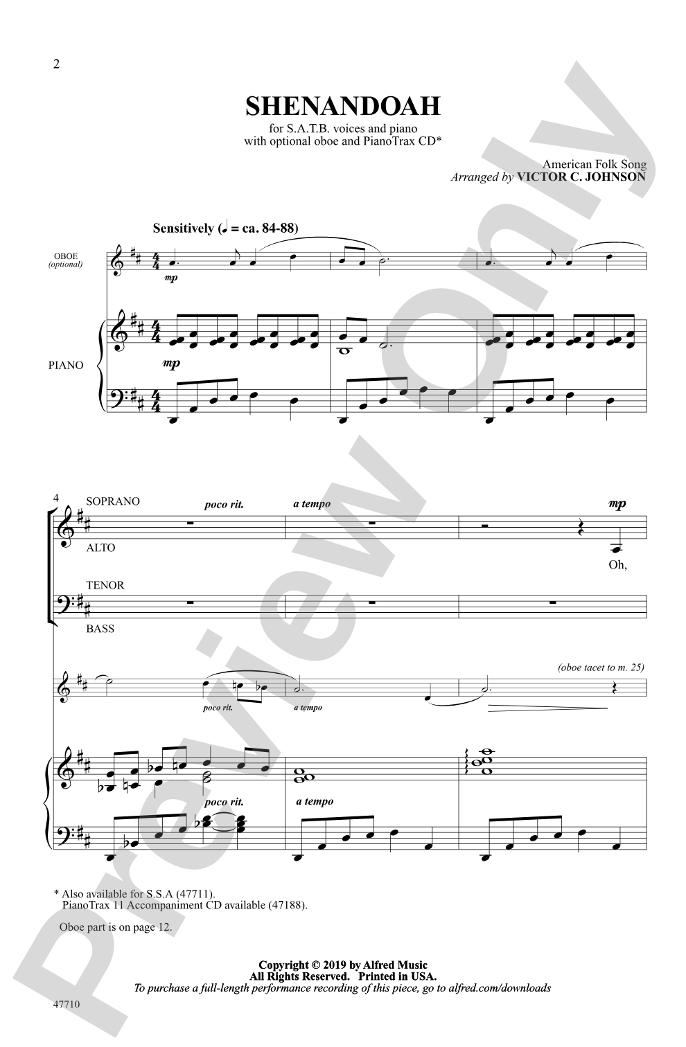 Shenandoah: SATB Choral Octavo