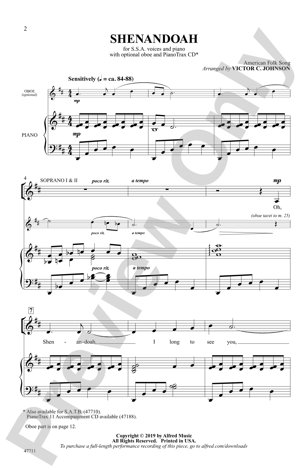 Shenandoah: SSA Choral Octavo