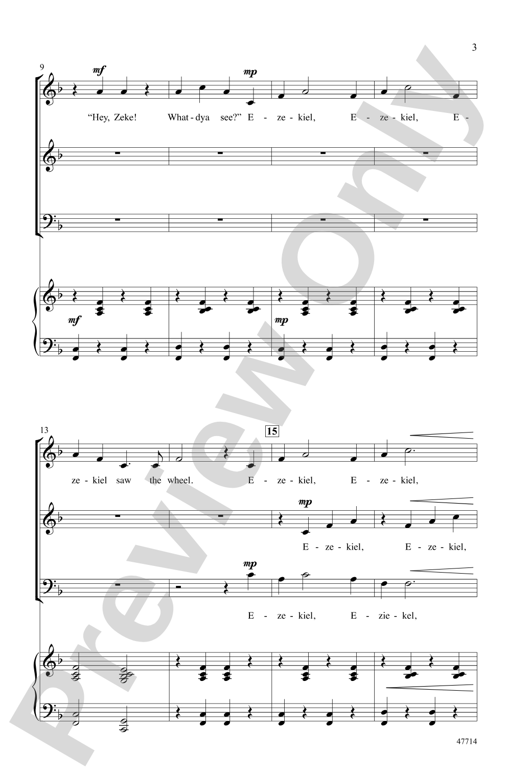 Ezekiel Saw the Wheel: 3-Part Mixed Choral Octavo