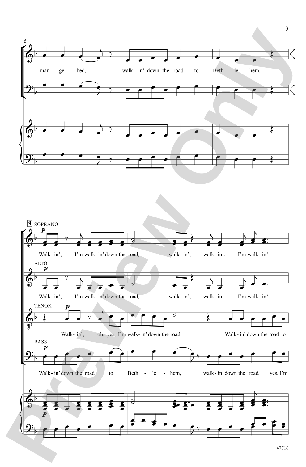 Walkin' Down the Road to Bethlehem: SATB, <I>a cappella</I> Choral Octavo