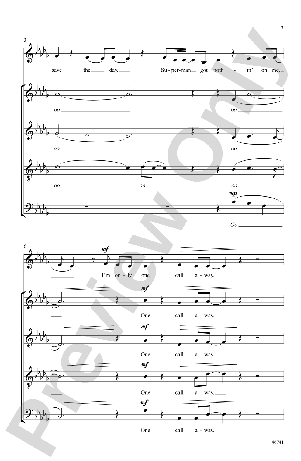 One Call Away: SATB, <i>a cappella</i> Choral Octavo