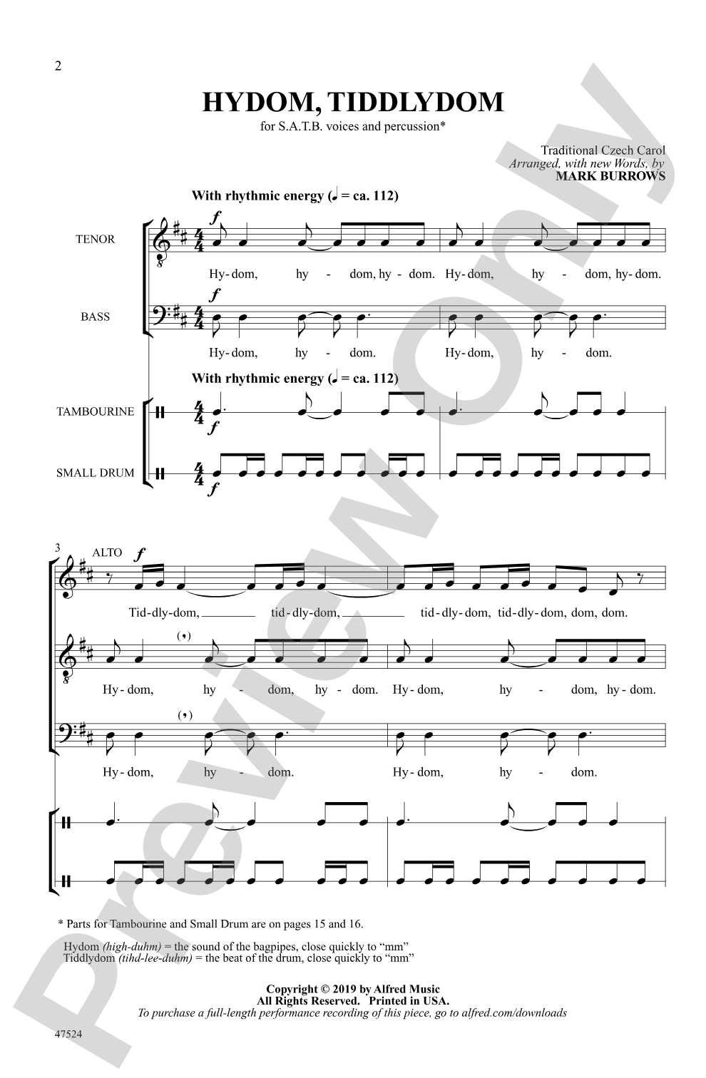 Hydom, Tiddlydom: SATB, <i>a cappella</i> Choral Octavo