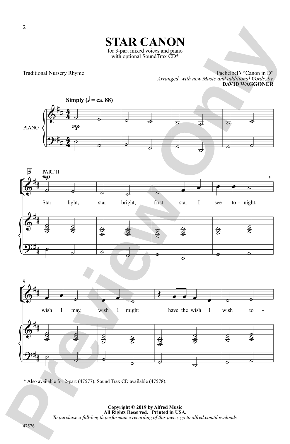 Star Canon: 3-Part Choral Octavo