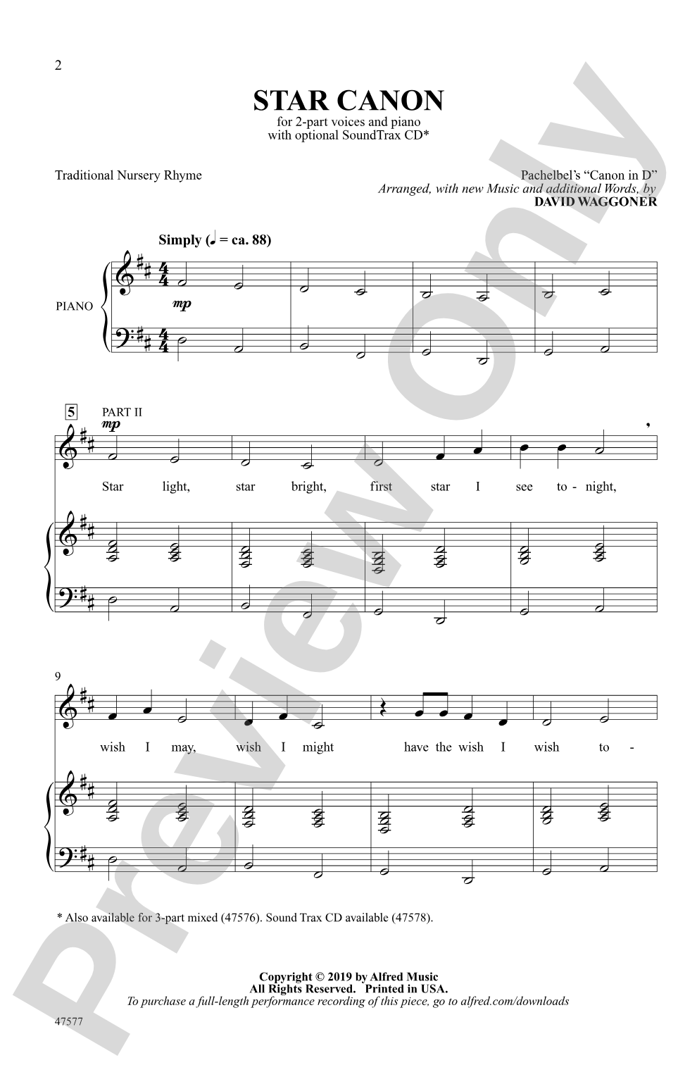 Star Canon: 2-Part Choral Octavo