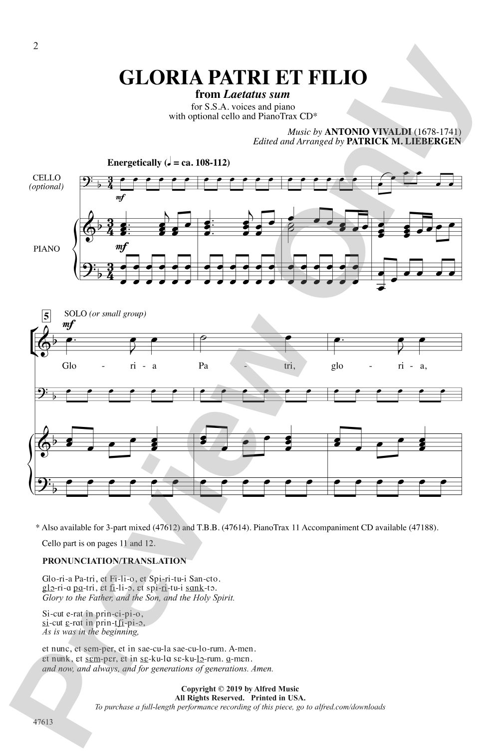Gloria Patri et Filio: SSA Choral Octavo