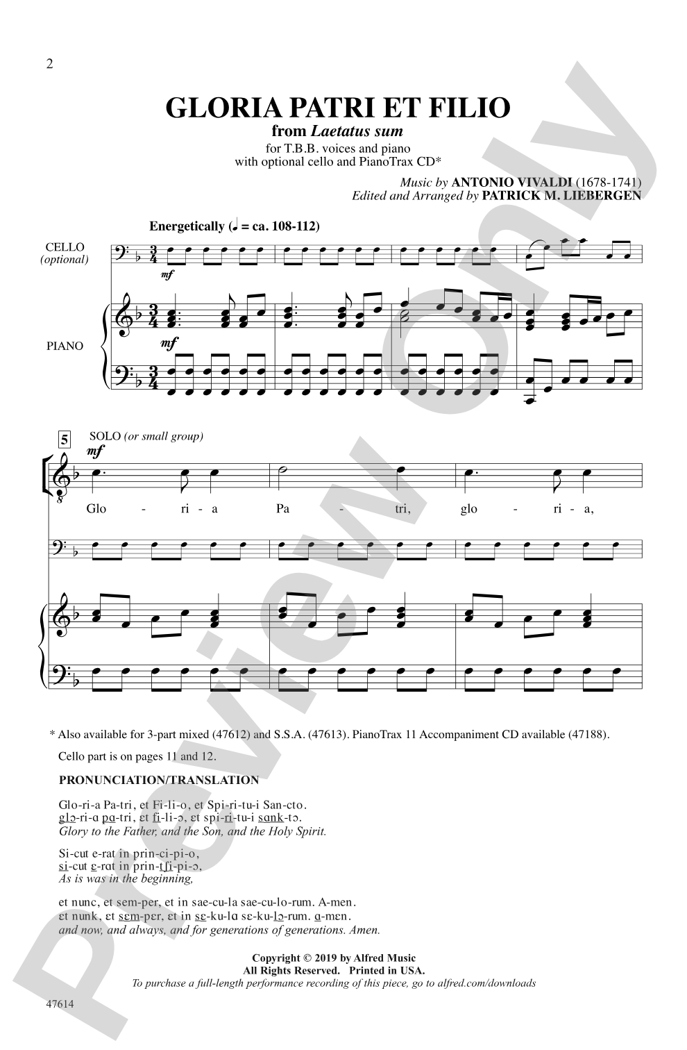 Gloria Patri et Filio: TBB Choral Octavo
