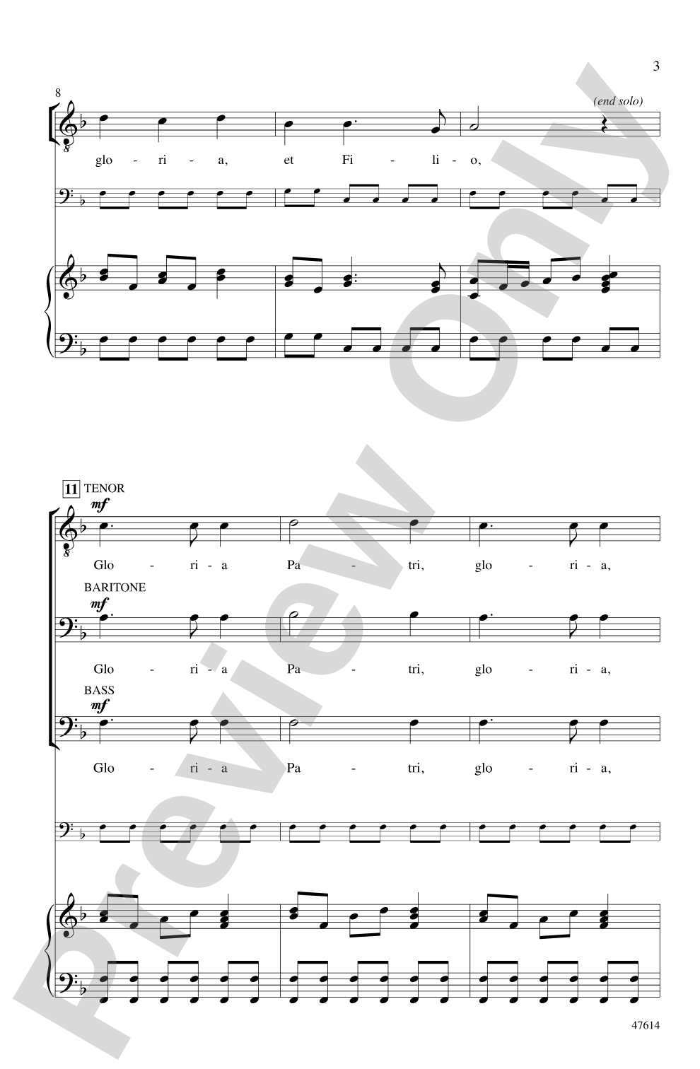 Gloria Patri et Filio: TBB Choral Octavo