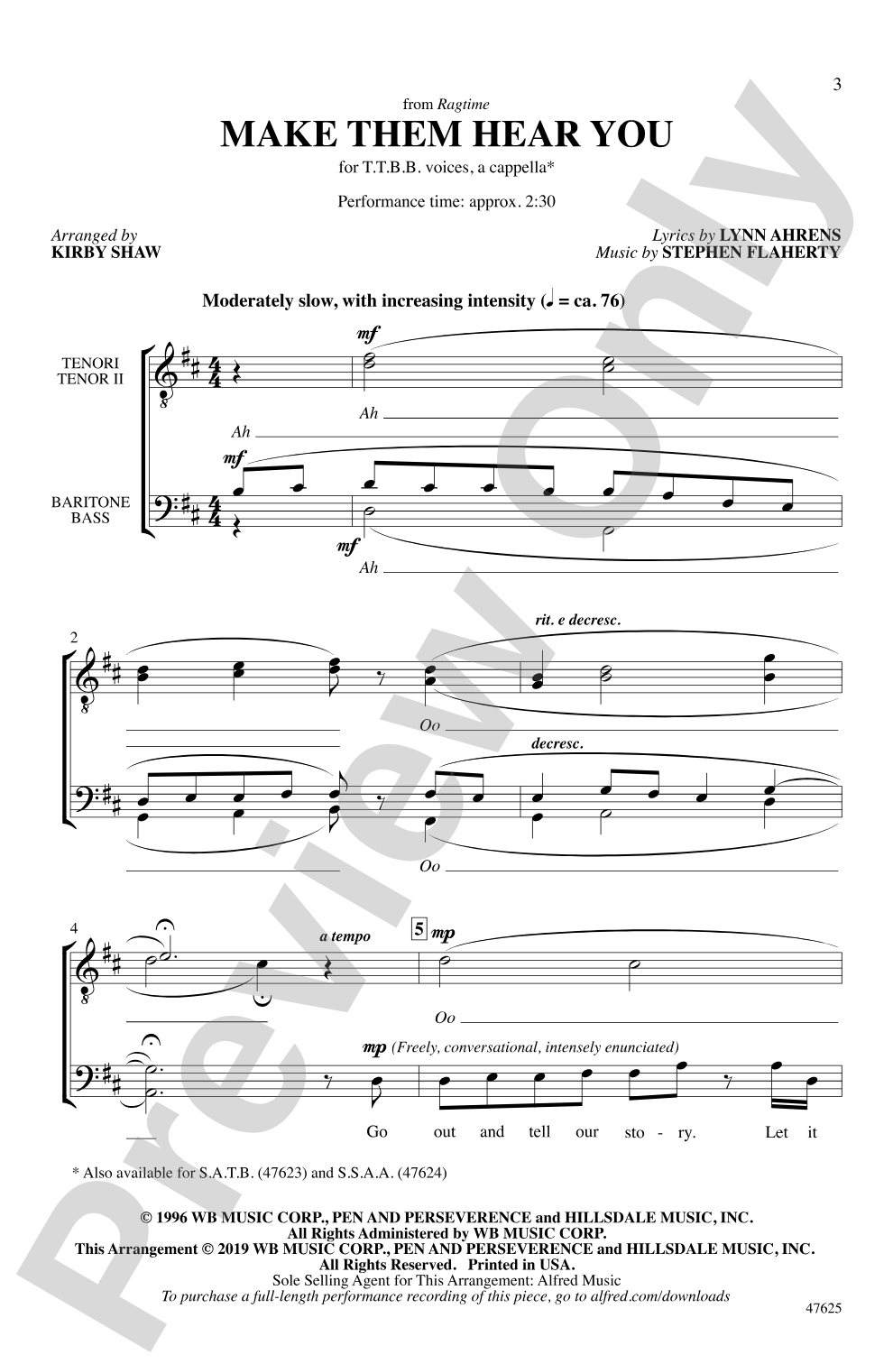 Make Them Hear You: TTBB, <i>a cappella</i> Choral Octavo