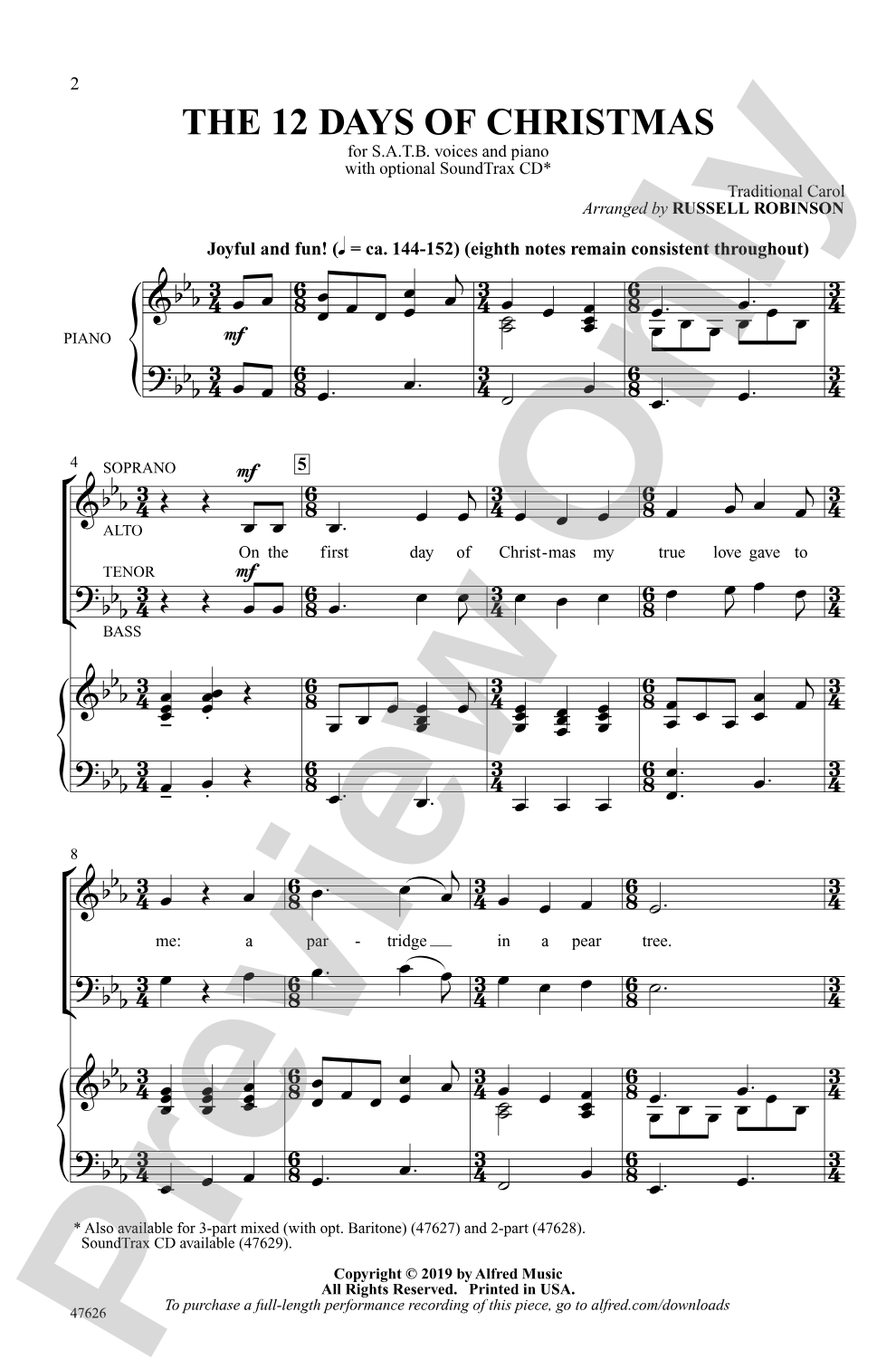 The 12 Days of Christmas: SATB Choral Octavo