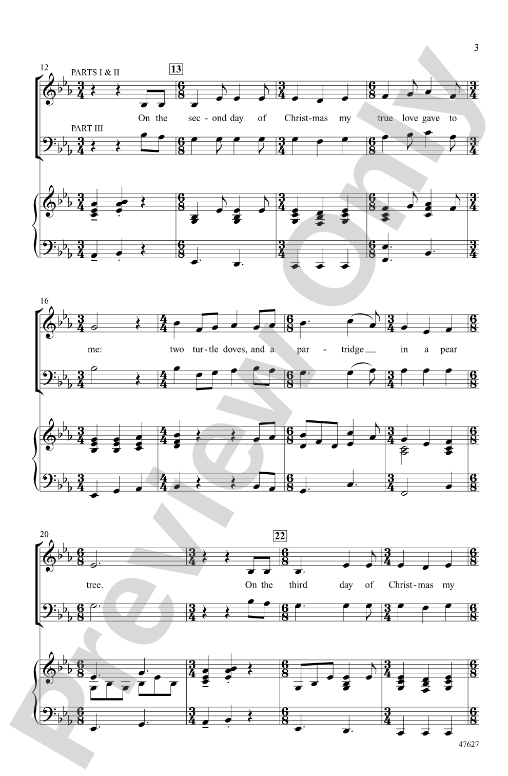 The 12 Days of Christmas: 3-Part Mixed Choral Octavo