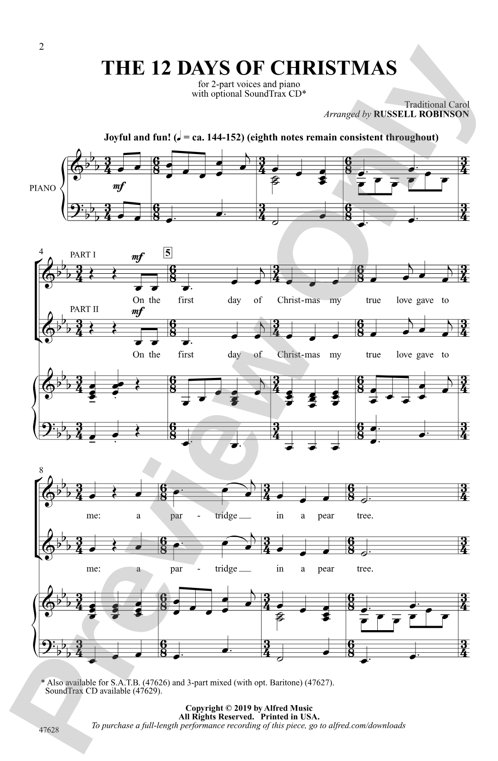 The 12 Days of Christmas: 2-Part Choral Octavo