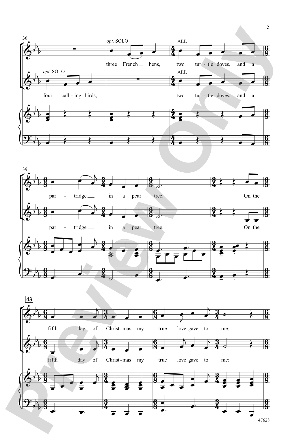 The 12 Days of Christmas: 2-Part Choral Octavo