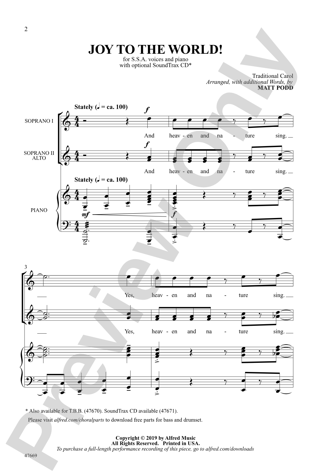 Joy to the World!: SSA Choral Octavo