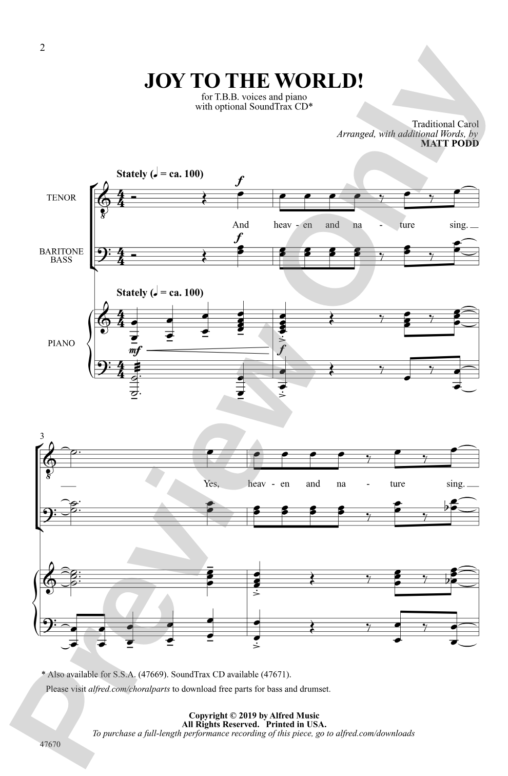 Joy to the World!: TBB Choral Octavo