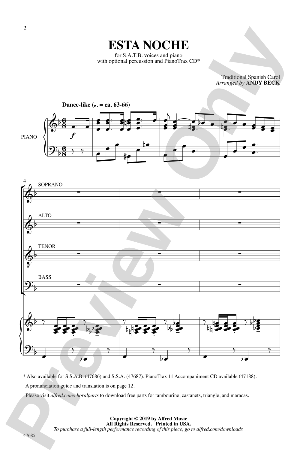 Esta Noche: SATB Choral Octavo