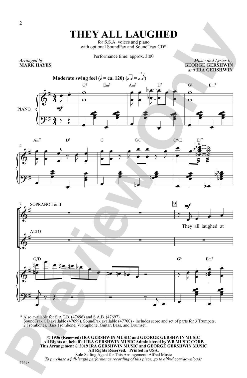 They All Laughed: SSA Choral Octavo