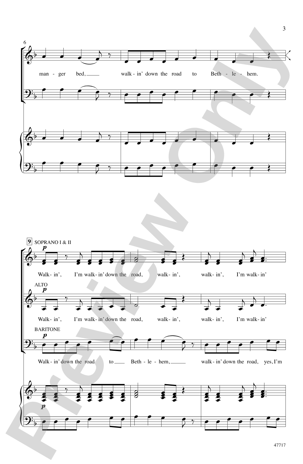 Walkin' Down the Road to Bethlehem: SSAB, <I>a cappella</I> Choral Octavo