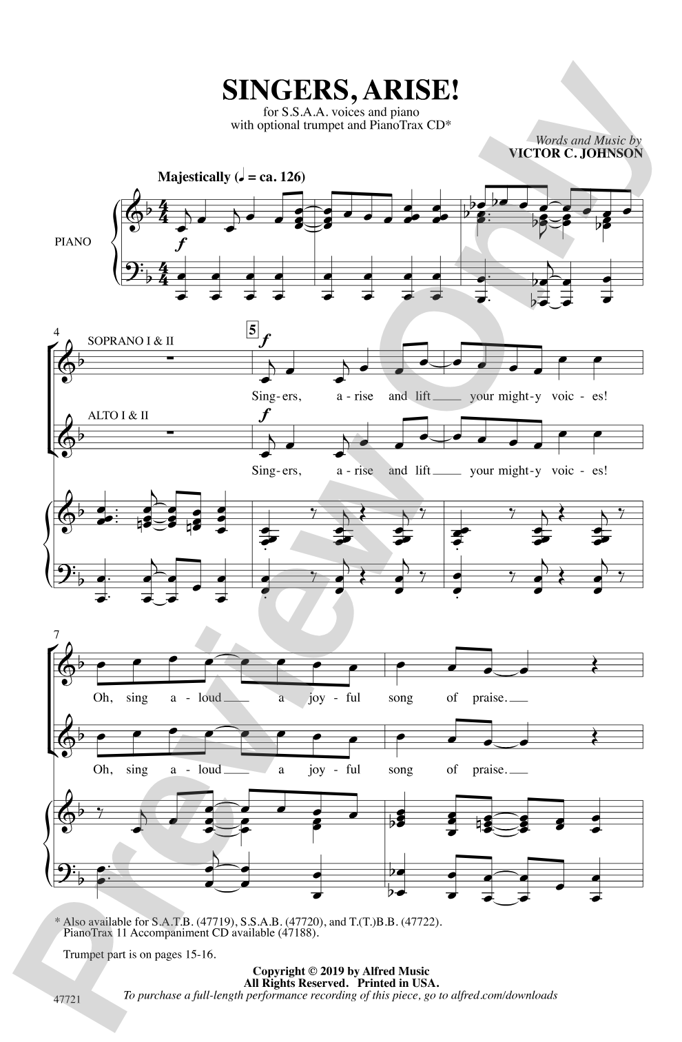 Singers, Arise!: SSAA Choral Octavo