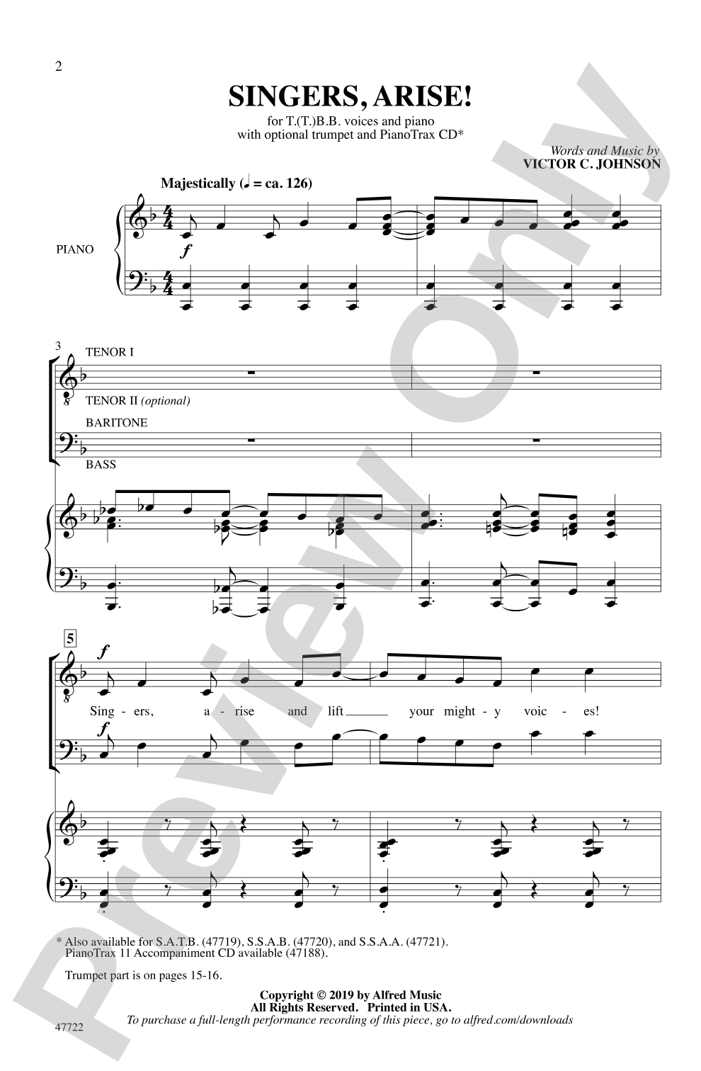 Singers, Arise!: T(T)BB Choral Octavo