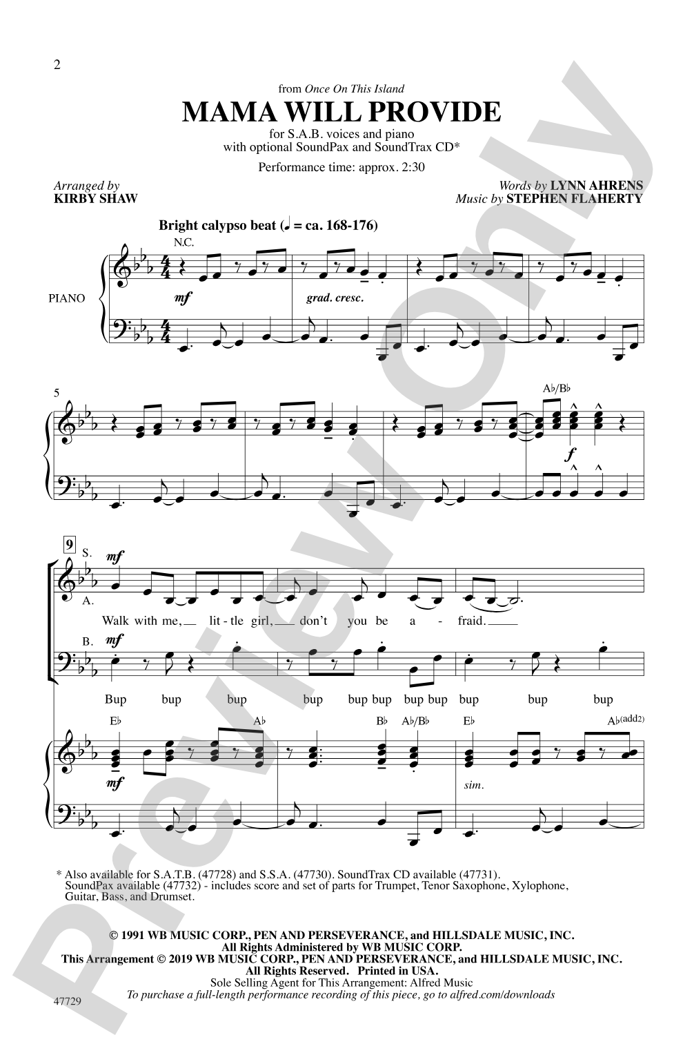 Mama Will Provide: SAB Choral Octavo