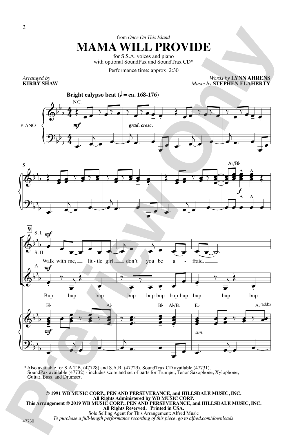 Mama Will Provide: SSA Choral Octavo