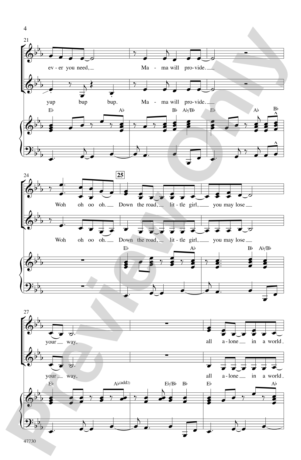 Mama Will Provide: SSA Choral Octavo