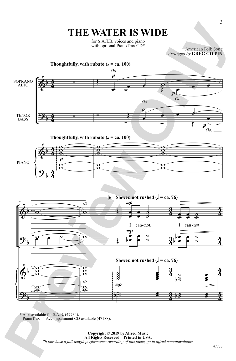 The Water Is Wide: SATB Choral Octavo
