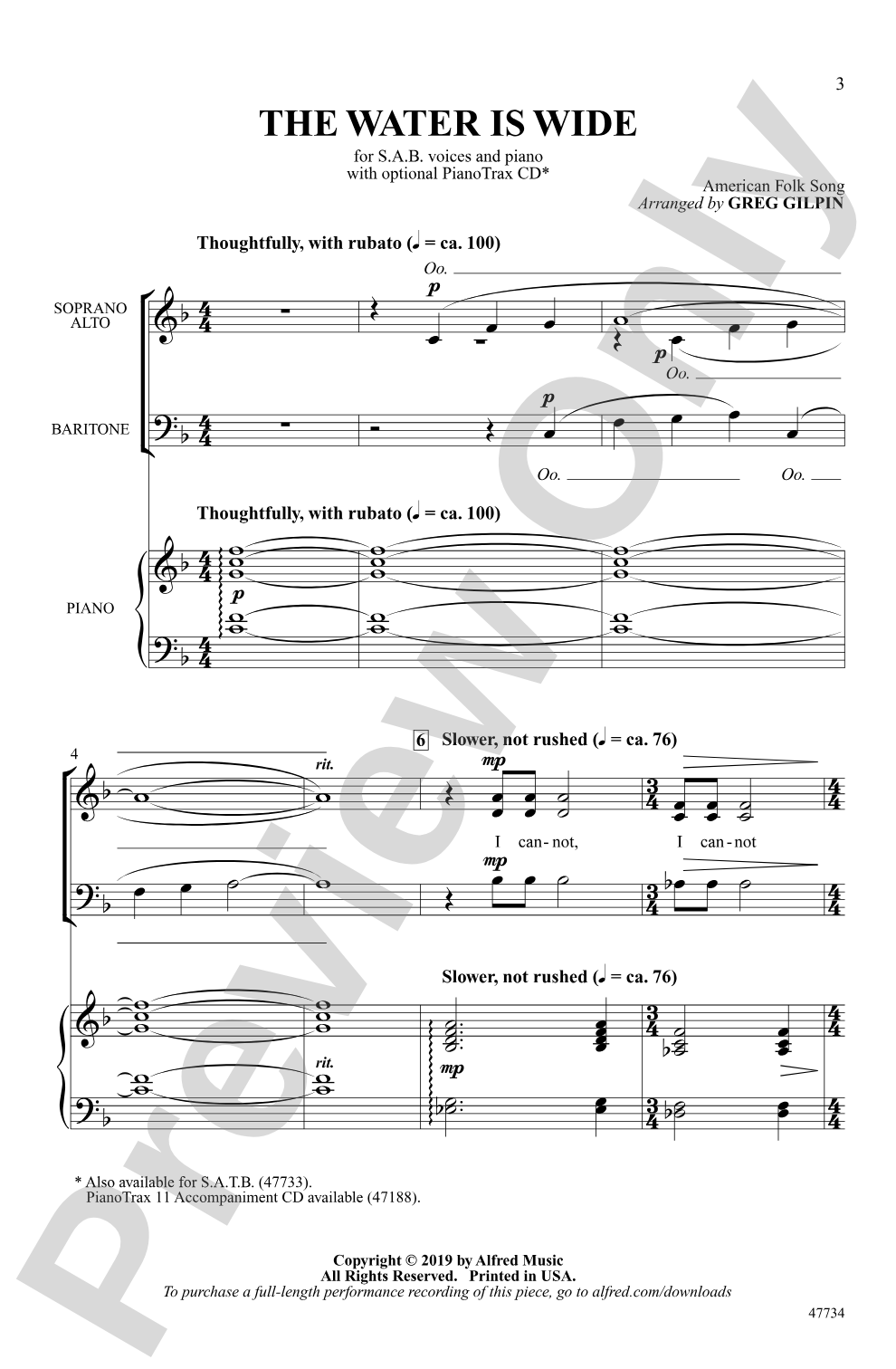 The Water Is Wide: SAB Choral Octavo