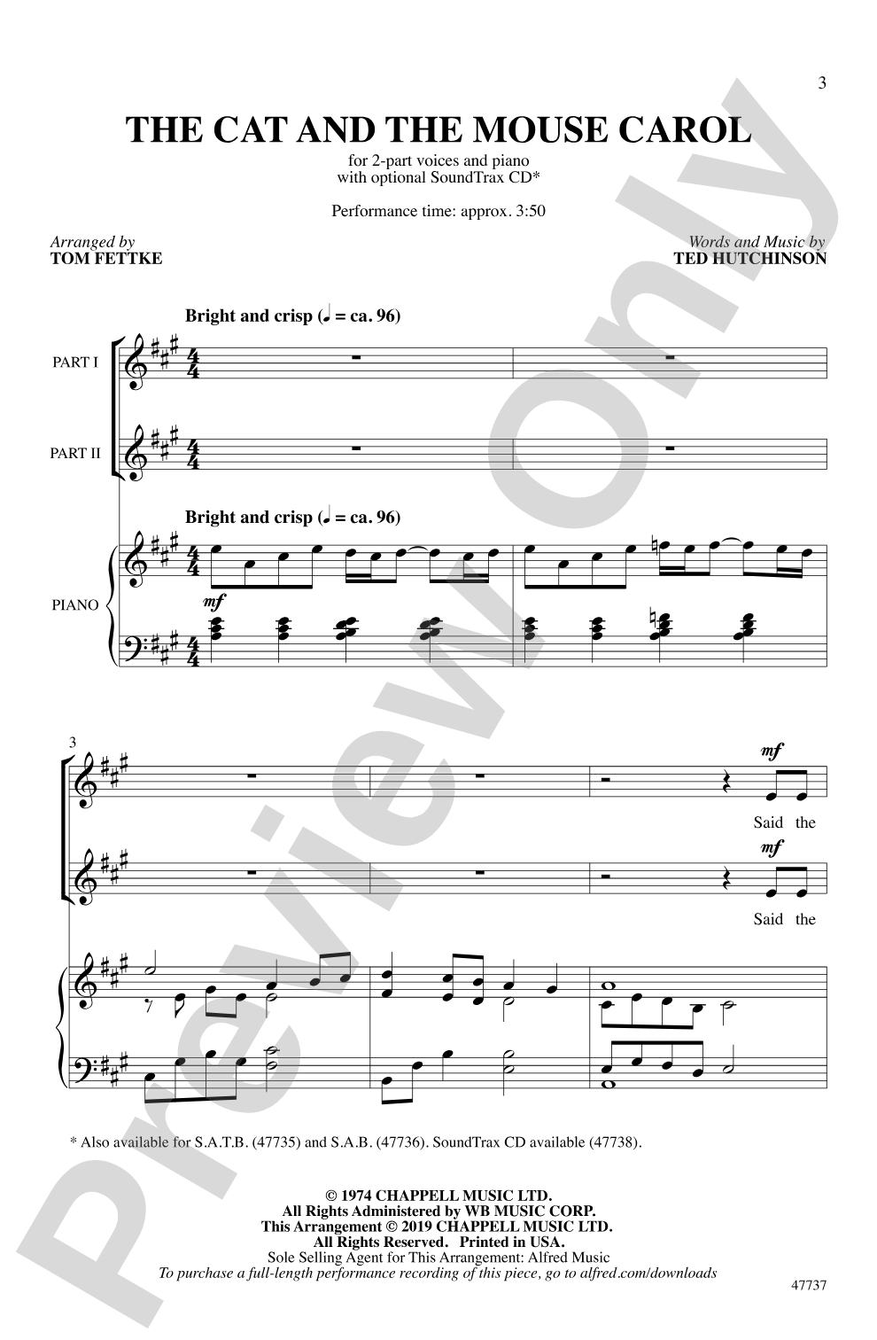 The Cat and the Mouse Carol: 2-Part Choral Octavo