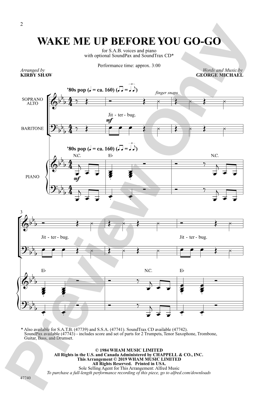 Wake Me Up Before You Go-Go: SAB Choral Octavo