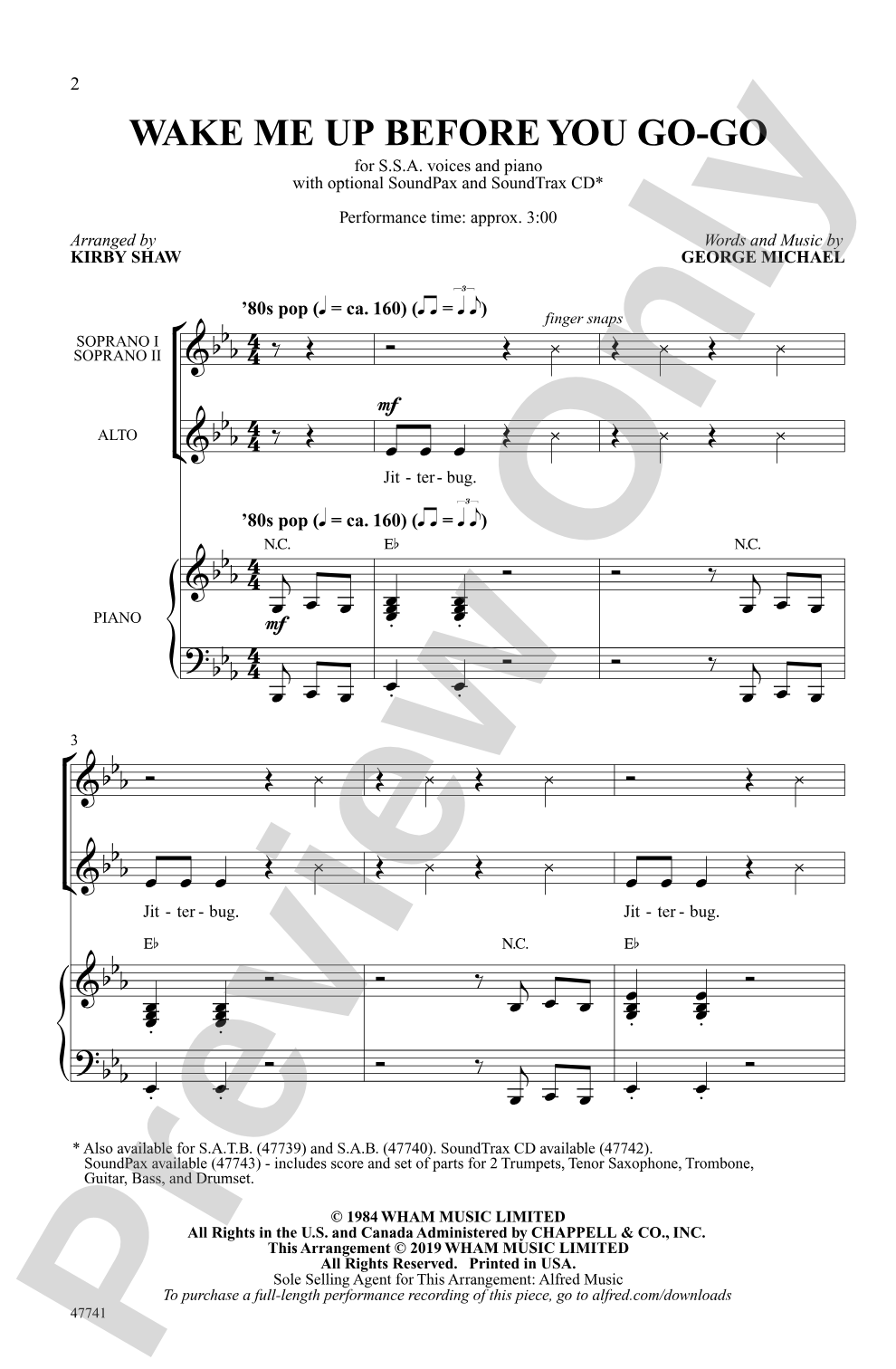 Wake Me Up Before You Go-Go: SSA Choral Octavo
