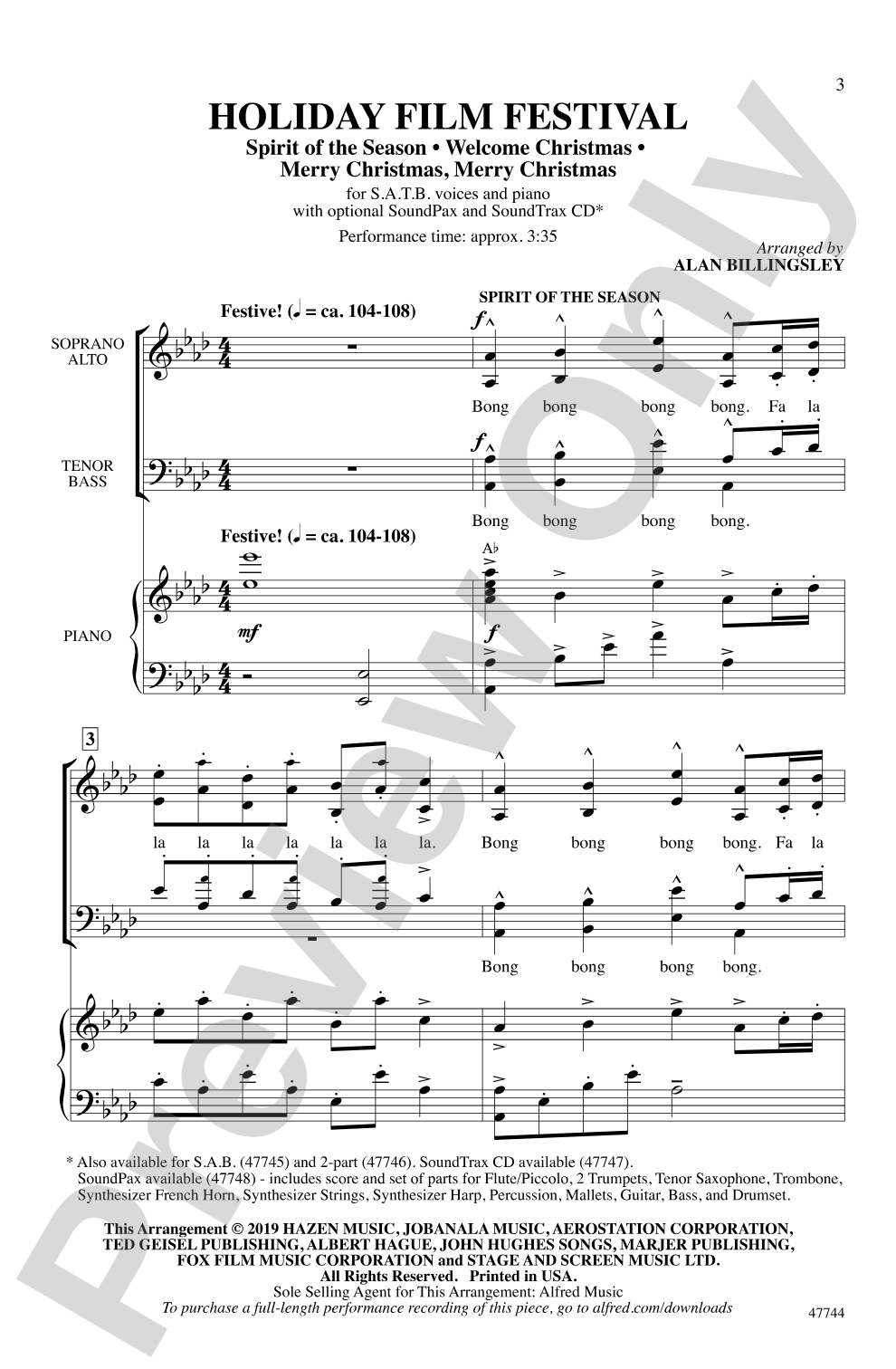 Holiday Film Festival: SATB Choral Octavo