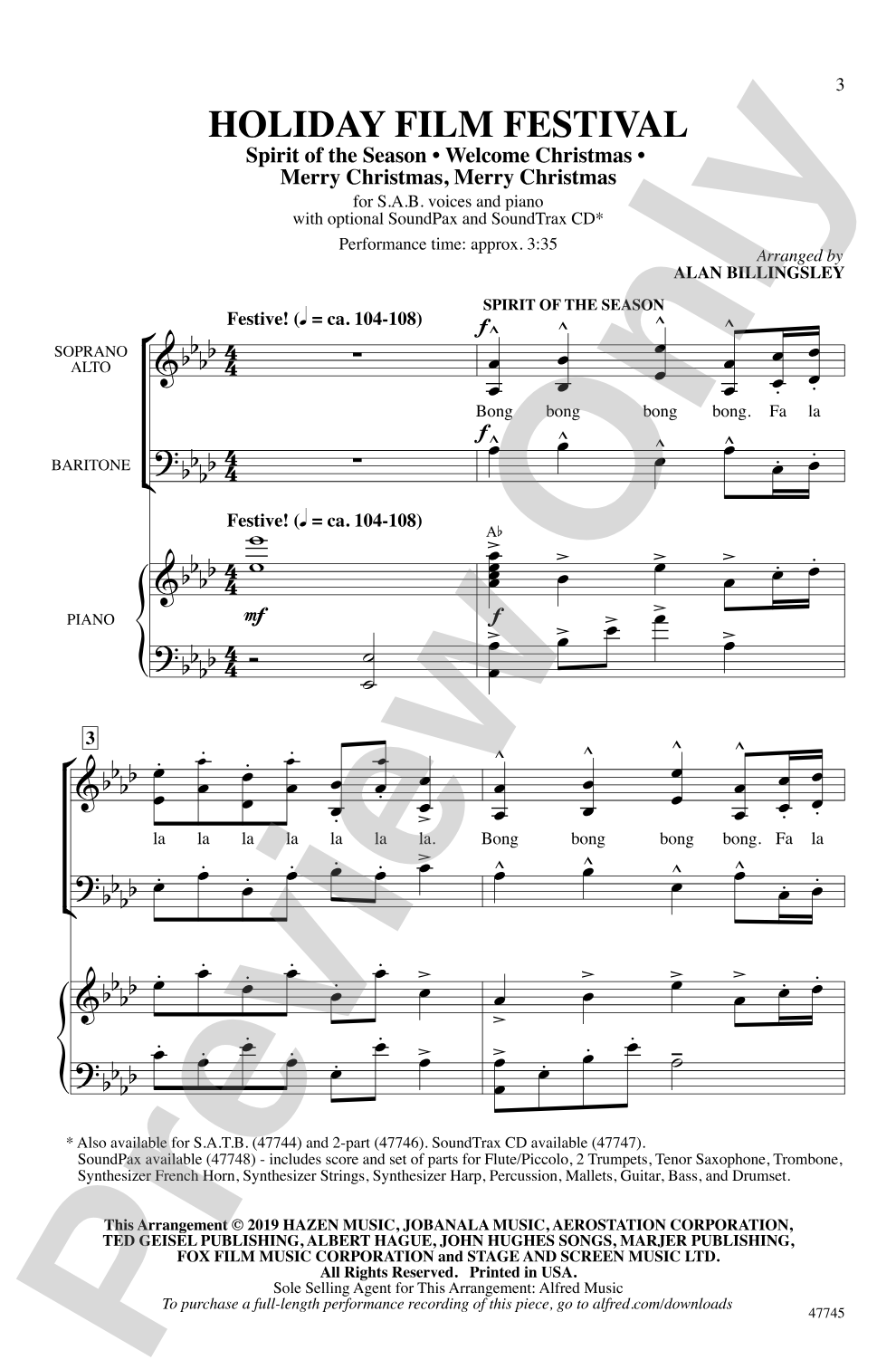 Holiday Film Festival: SAB Choral Octavo