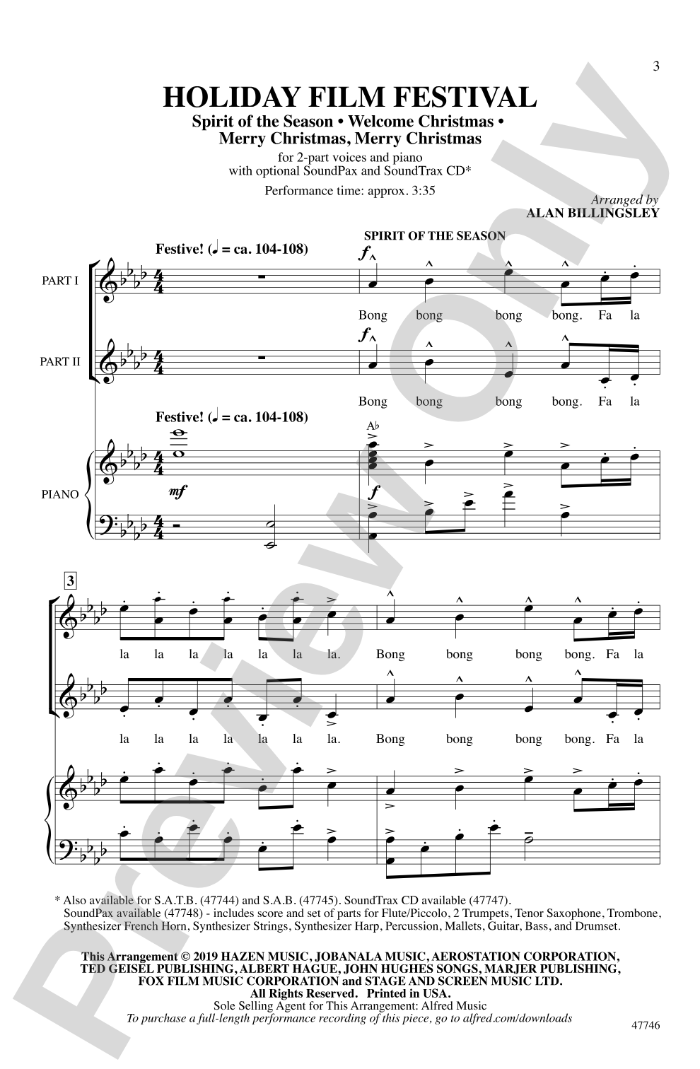 Holiday Film Festival: 2-Part Choral Octavo