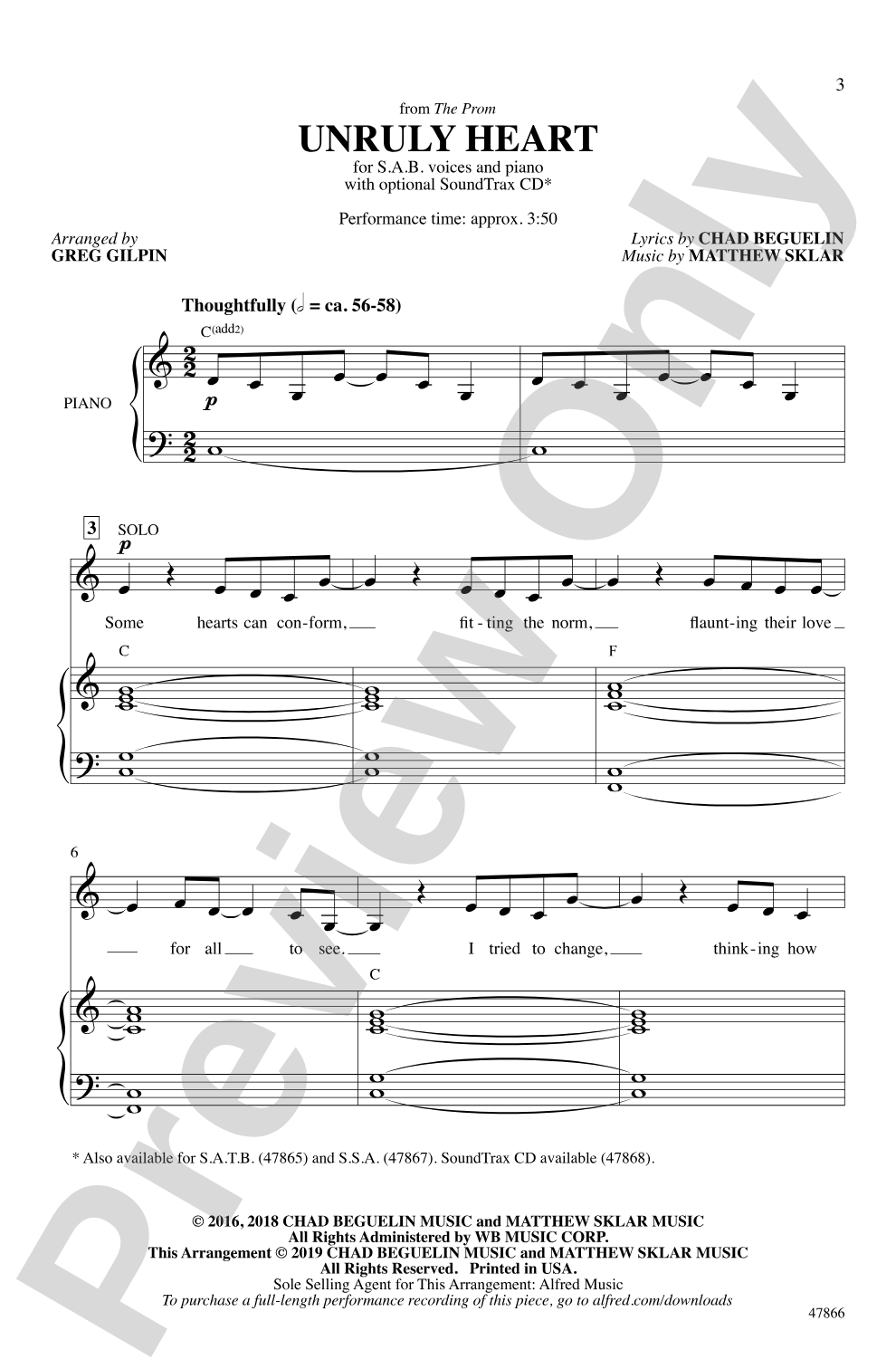 Unruly Heart: SAB Choral Octavo