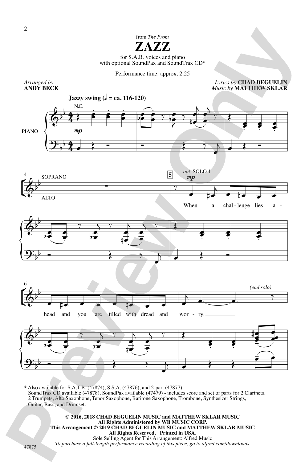 Zazz: SAB Choral Octavo