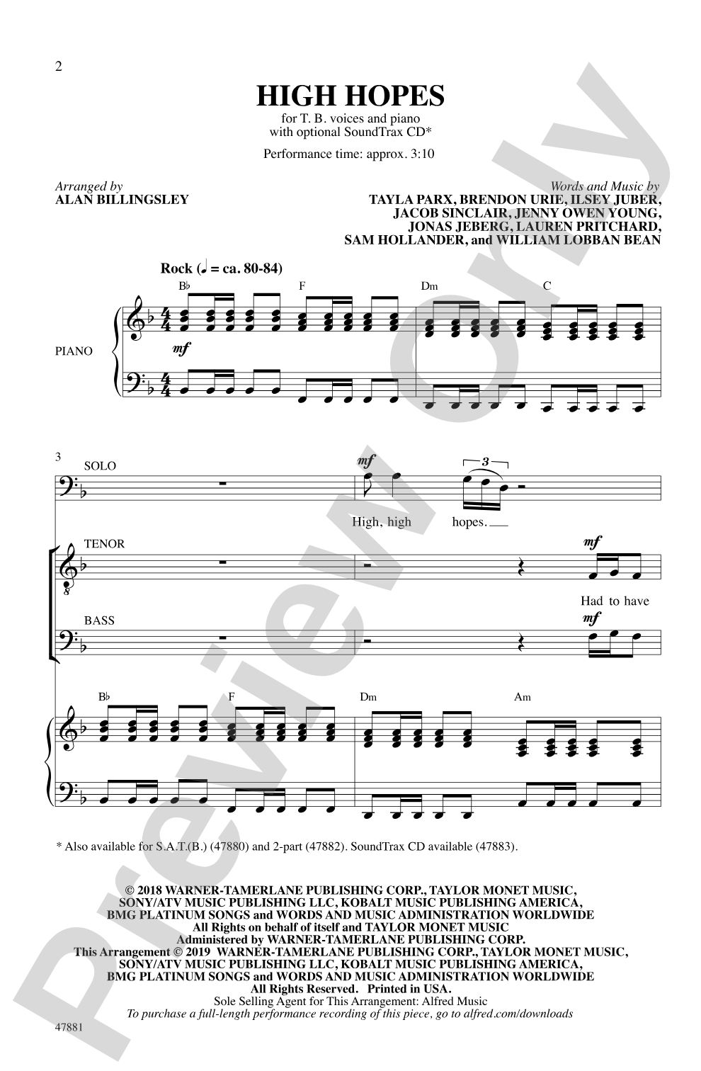 High Hopes: TB Choral Octavo