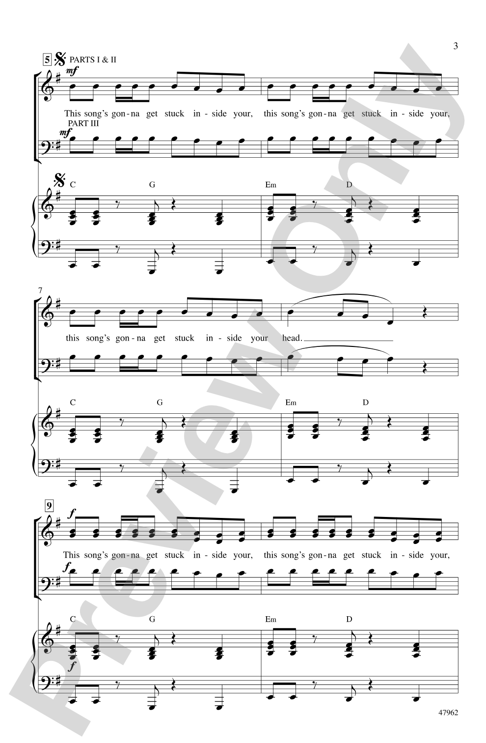 Catchy Song: 3-Part Mixed Choral Octavo