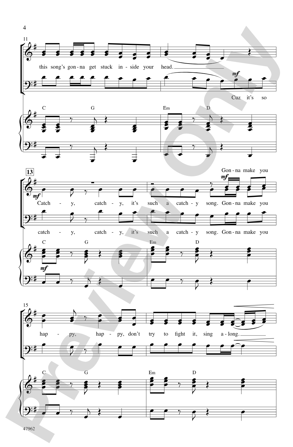 Catchy Song: 3-Part Mixed Choral Octavo