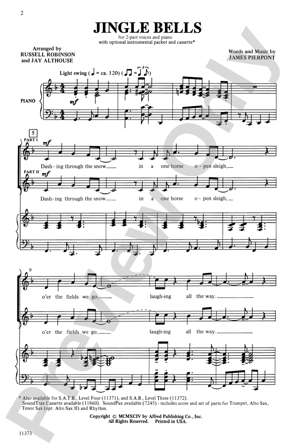 Jingle Bells: 2-Part Choral Octavo
