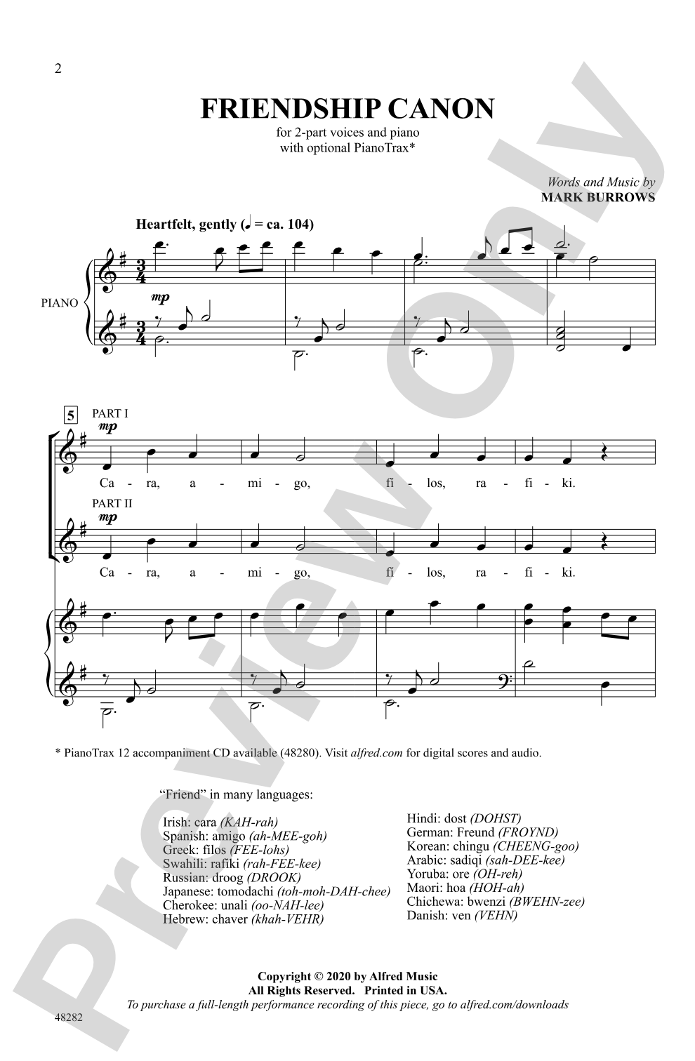 Friendship Canon: 2-Part Choral Octavo