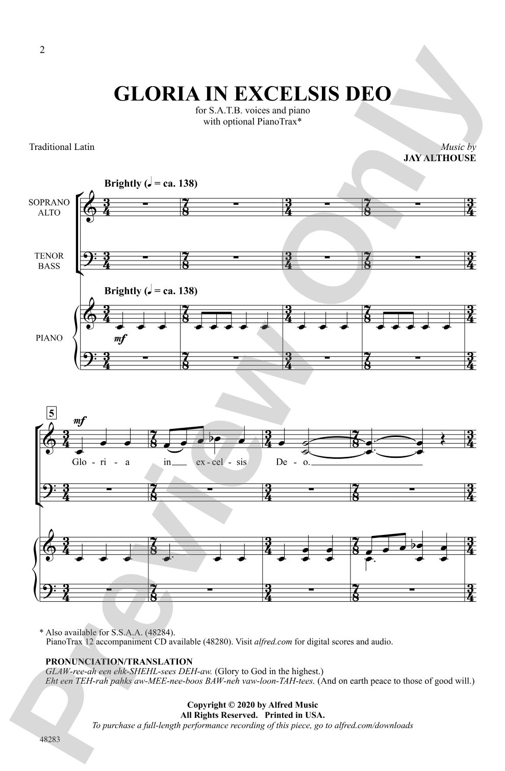 Gloria in Excelsis Deo: SATB Choral Octavo