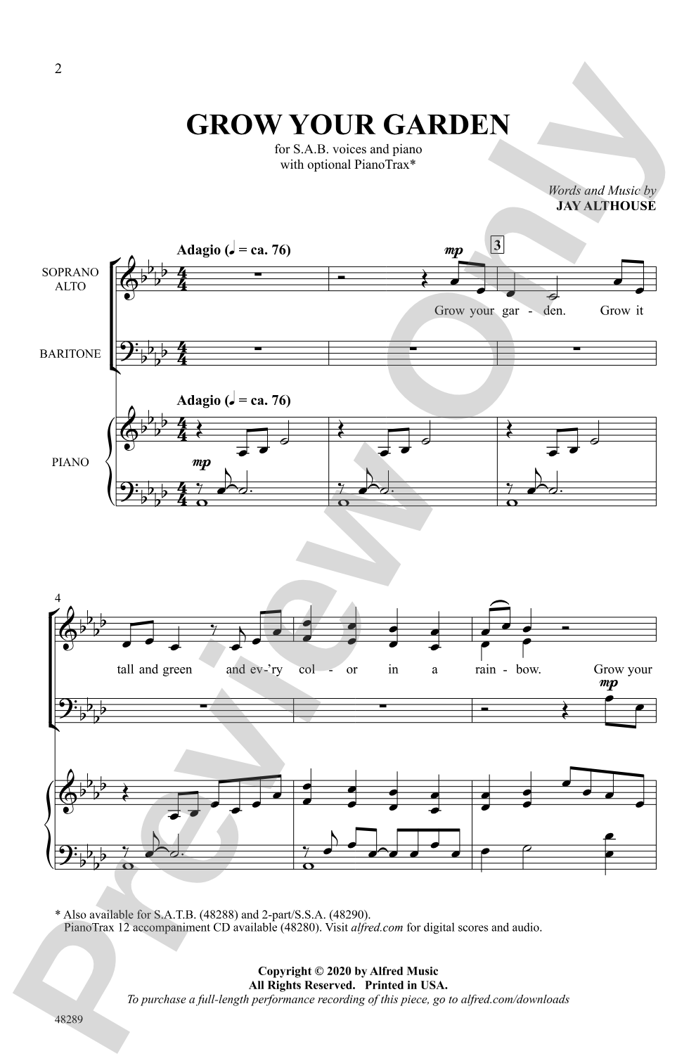 Grow Your Garden: SAB Choral Octavo