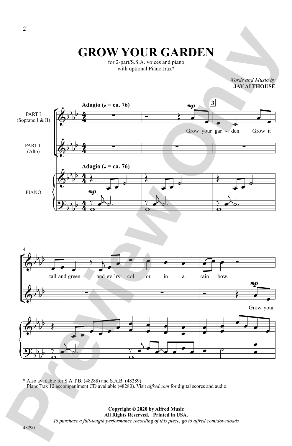 Grow Your Garden: 2-Part/SSA Choral Octavo